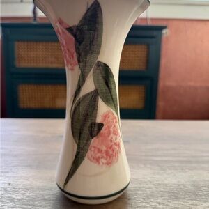 Jaree  Ceramic Vase with Pink Floral and Green Leaf Motif made in Australia